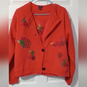 Enza Women's Vibrant Orange 2pc Set Sweatshirt